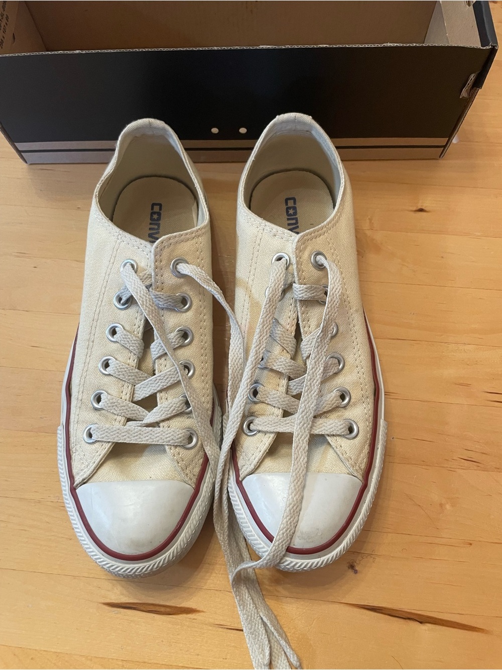 Cream Converse Low Top Canvas Chuck Taylor All Star Sneakers